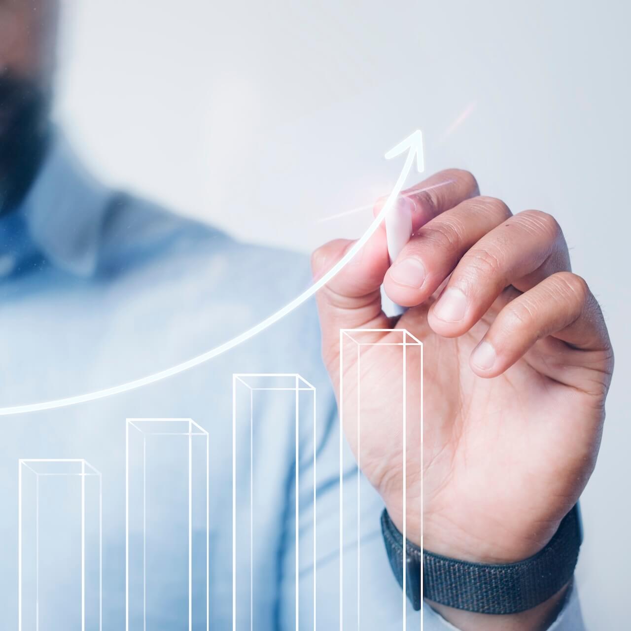 Gráfico mostrando aumento de conversão de vendas